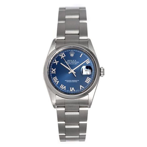 Men's Stainless Steel Rolex Datejust Watch 16200 Blue dial