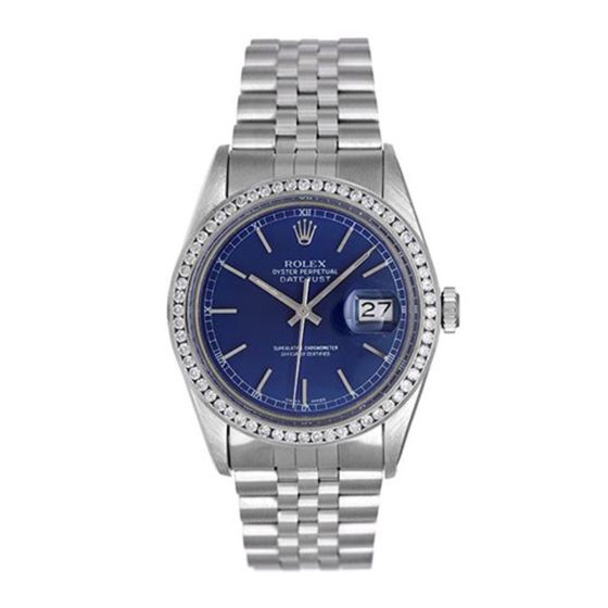 Men's Diamond Rolex Datejust Stainless Steel Watch 16030
