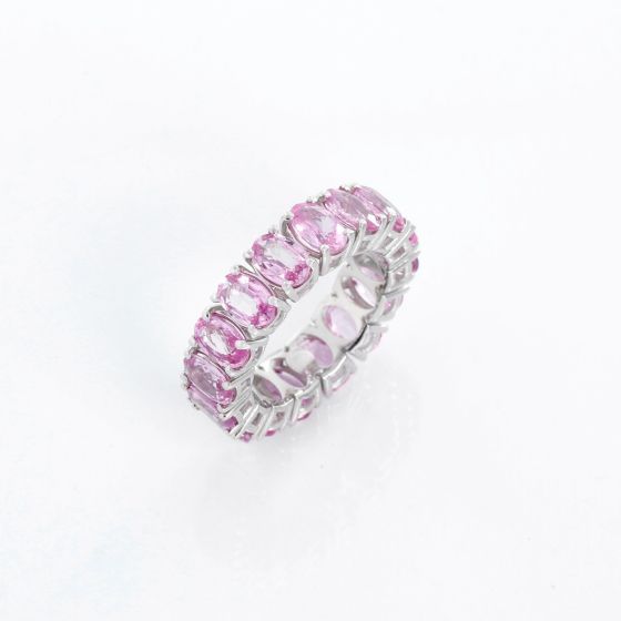 18K White Gold Pink Sapphire Eternity Band Size 7