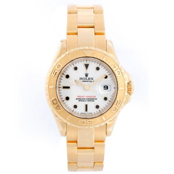 Rolex Lady Yacht - Master 18K Ladies Watch 69628 White Dial
