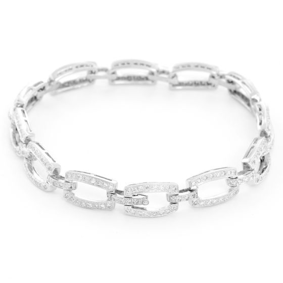 18K White Gold Diamond Link Bracelet