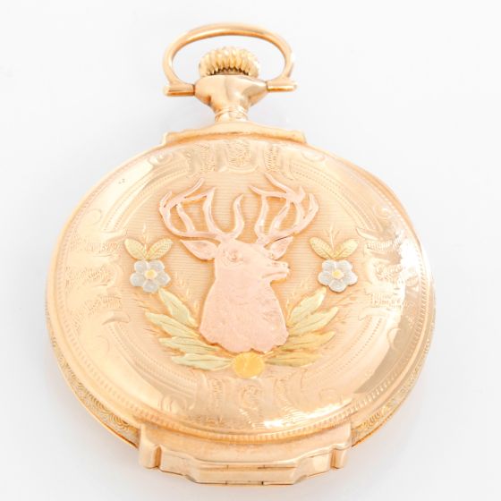 Elgin Multi Colored Box Hinged Gold  Pocket Watch