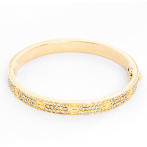 Cartier Love Pave Diamond Yellow Gold Bracelet