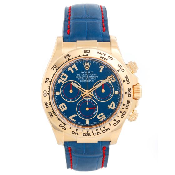 Rolex 18k Yellow Gold Cosmograph Daytona Men's Watch 116518 Blue Dial