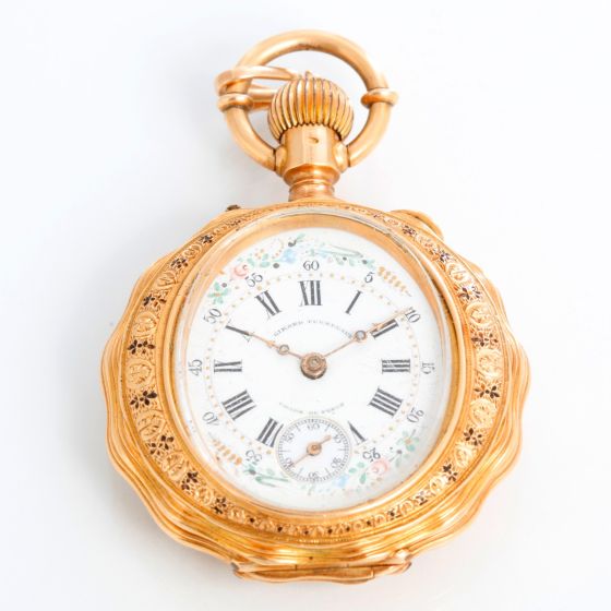 Girard- Perreguax 18K Gold & Enamel Ladies Pendant Pocket Watch