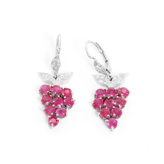 Cathy Waterman Pink Sapphire and Diamond Grape Earrings