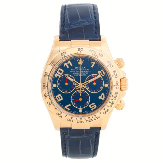 Rolex Cosmograph Blue Racing Daytona Men's 18k Yellow Gold Watch 116518