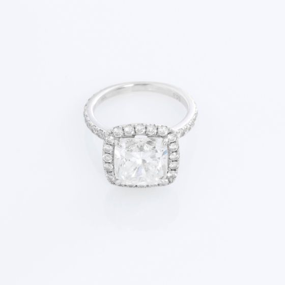 18K White Gold Cushion Brilliant Diamond Ring Size 5 3/4