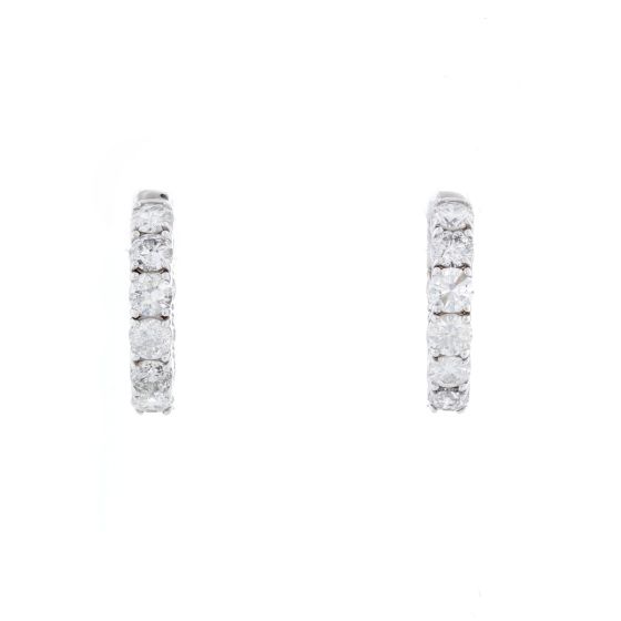 14K White Gold Inside Out  Diamond Hoops 5.22 cts