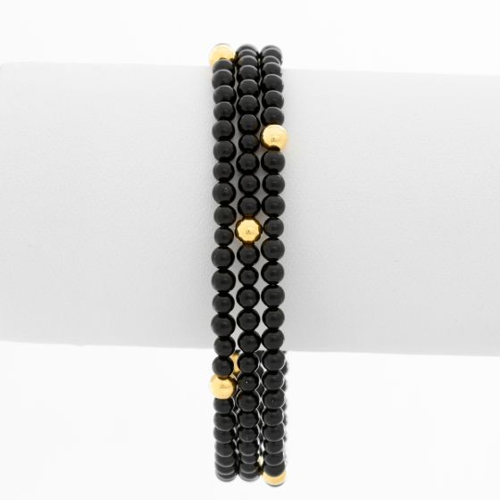 Black Onyx Beaded Bangle Bracelet