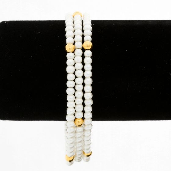 White Pearl Glass Bead Bracelet