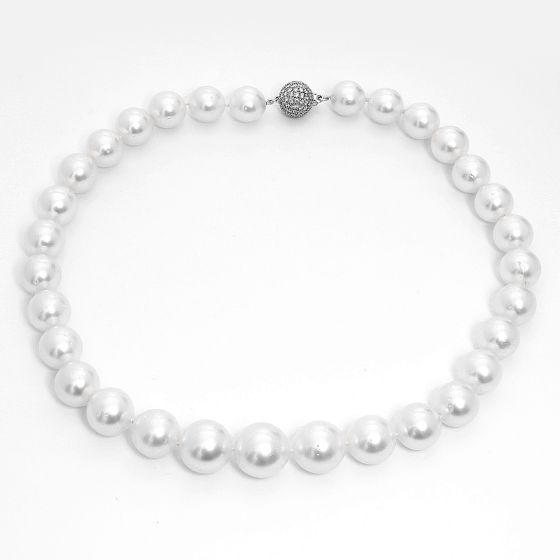 South Sea Pearl Necklace with 18k Gold and Diamond Clasp 