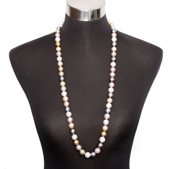 South Sea Multicolor Pearl Necklace with Diamond Clasp