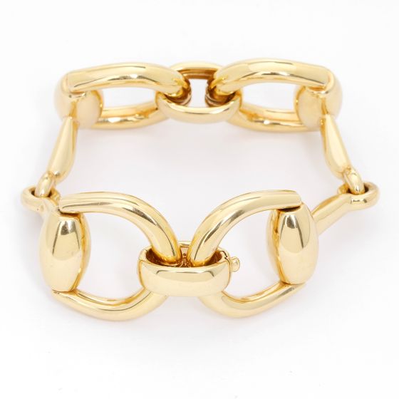 Gucci Horsebit 18K Yellow Gold Bracelet Size 17