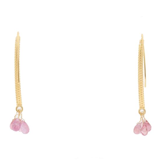 18K Yellow Gold and Pink Sapphire Briolette Earrings