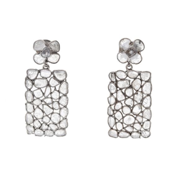 Pave Sliced Diamond Dangling Earrings