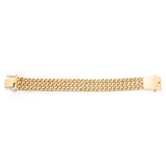 Vintage 18K Yellow Gold Double Fancy Link Chain Bracelet