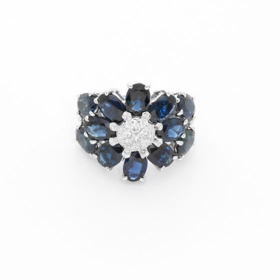 Sapphire and Diamond Platinum Ring Size 6.5