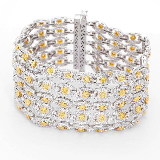 18K Titanium Diamond Bracelet with Yellow Diamonds