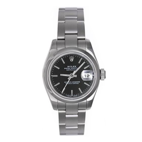 Rolex Datejust Ladies Stainless Steel Watch 179160 Black Dial