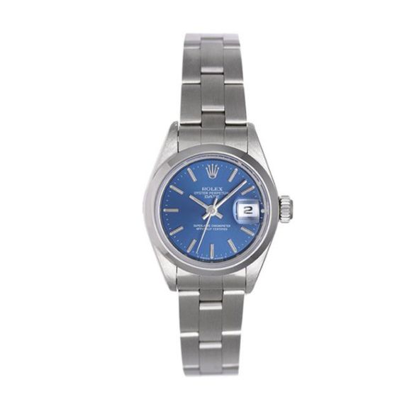 Rolex Ladies Date Watch Stainless Steel 69160 Blue Dial
