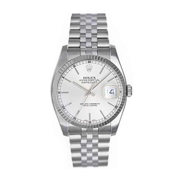 Rolex Datejust Men's Stainless Steel Silver Stick Dial Watch 116234