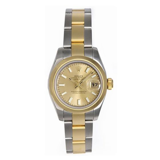Ladies Rolex 2-Tone Datejust Watch 179163 Champagne Dial