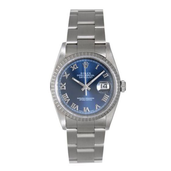 Men's Rolex Datejust Watch 16220 Stainless Steel  Blue Dial