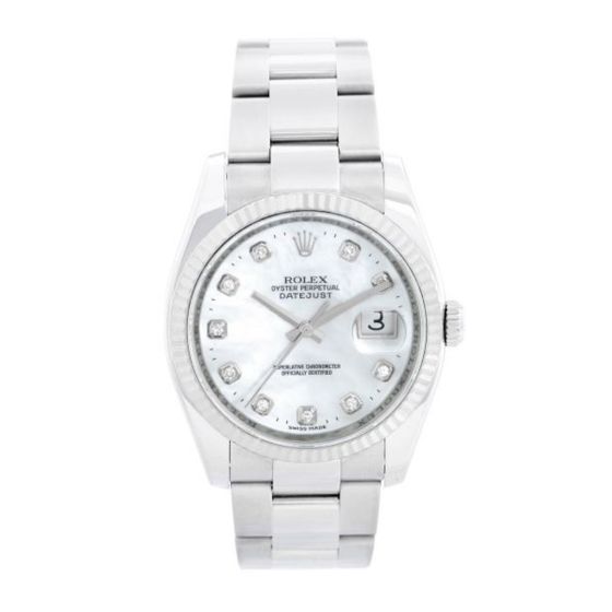 Rolex Datejust Men's Stainless Steel Mother of Pearl Diamond Dial  Watch 116234