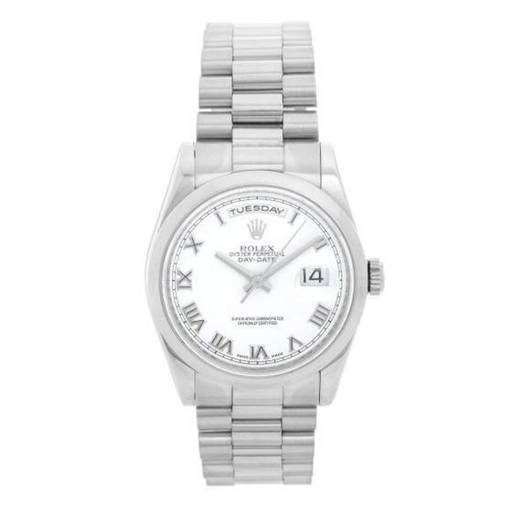 Rolex President Day-Date Men's 18k White Gold Watch 118209
