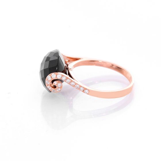 Onyx and Diamond Rose Gold Ring Size 7.5
