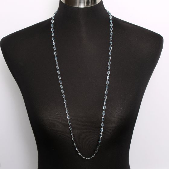 Classic 14K White Gold Blue Topaz by the Yard Necklace