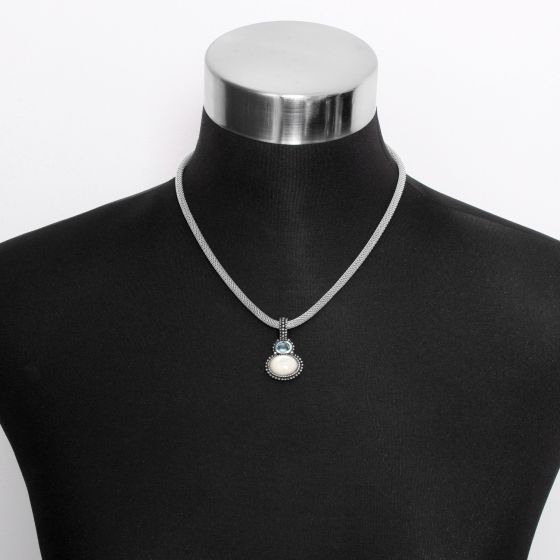 Moonstone and Aquamarine Sterling Silver Necklace 