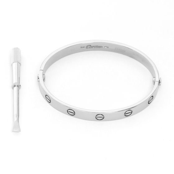 Cartier Love Bracelet 18k White Gold Size 16 with Screwdriver