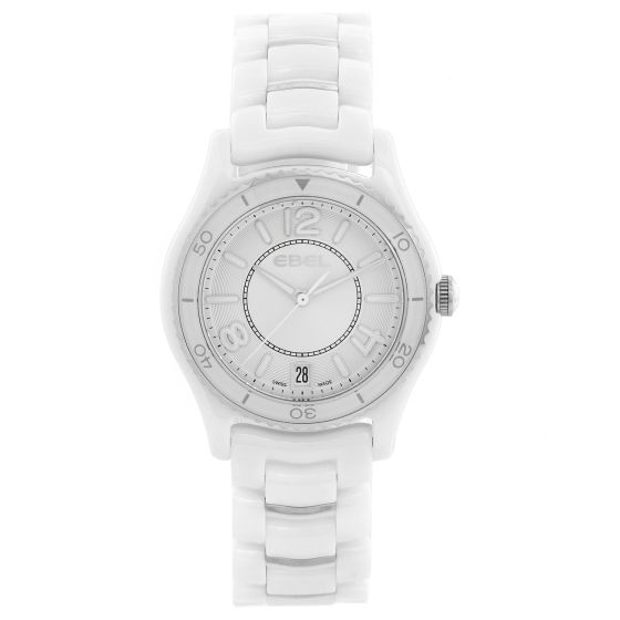 Ebel X-1 Silver Dial White Ceramic Ladies Watch 1216129