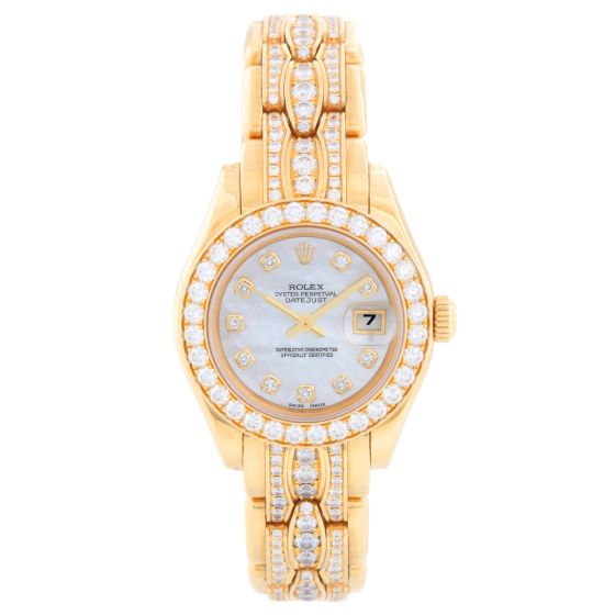 Rolex Ladies Pearlmaster Gold Mother of Pearl Watch 80298/ 69298
