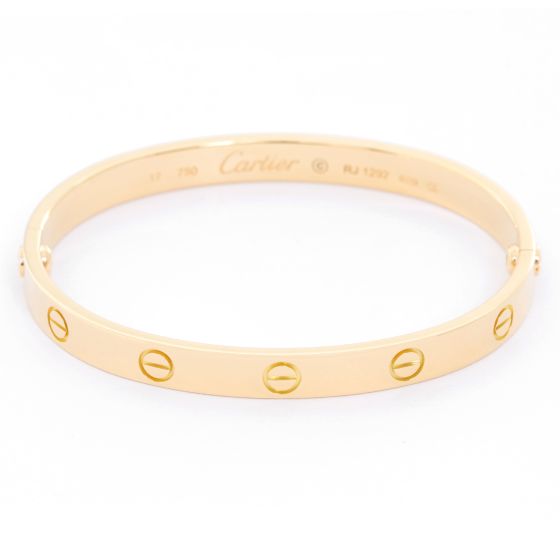 Cartier Love Bracelet 18k Yellow Gold Size 17 with Screwdriver