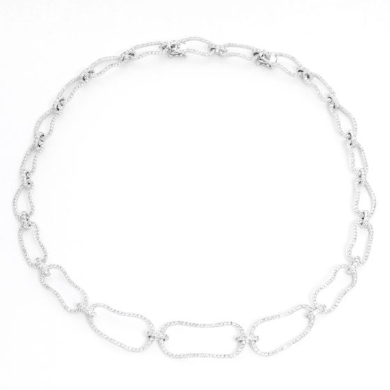18K White Gold Diamond Link Necklace