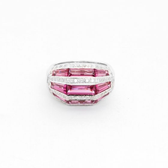 Pink Tourmaline and Diamond Ring  Size 6 1/2