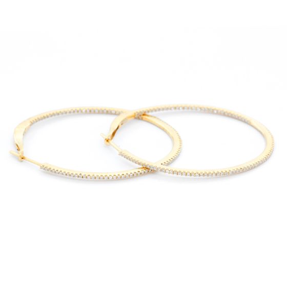 14K Yellow Gold Round Inside Out Hoops