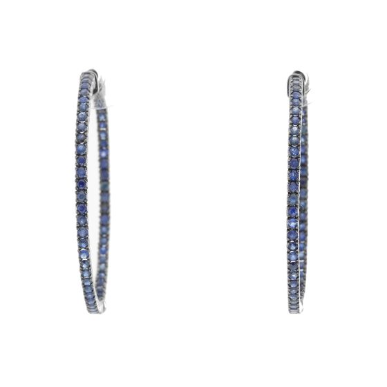 Sapphire Silver Inside Out Hoops
