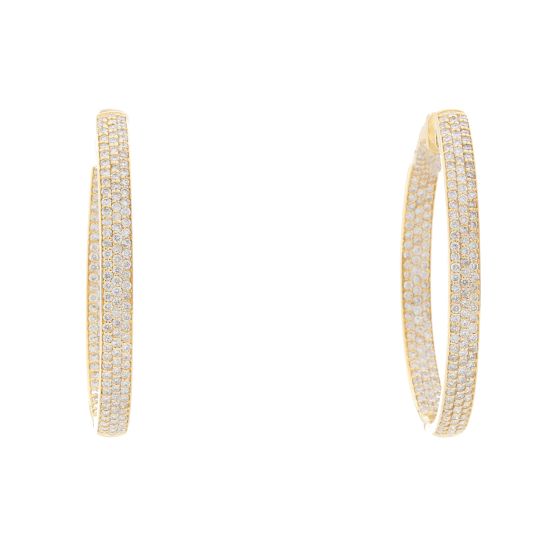 18K Yellow Gold Inside Out Pave Diamond Hoops