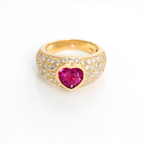 Pink Tourmaline Heart Diamond Ring Size 7