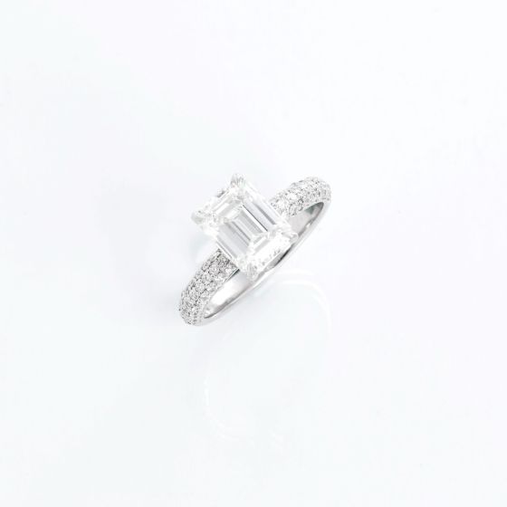 2.50 ct. Emerald Cut GIA Diamond  White Gold Wedding Ring