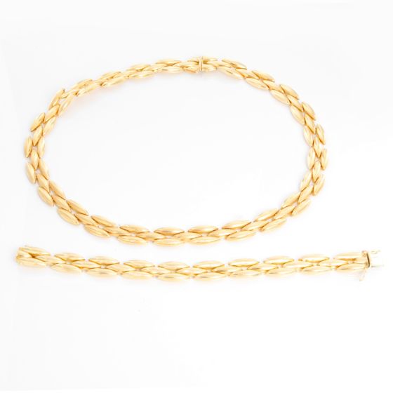 Cartier 18K Yellow Gold Gentiane 3-Row Necklace & Bracelet set