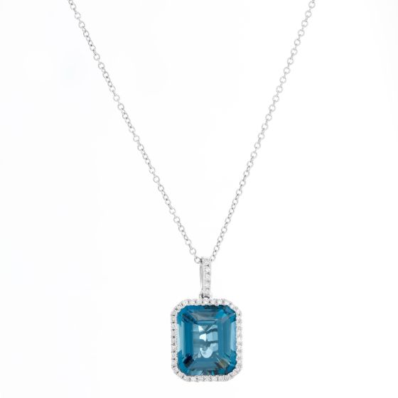Effy 14K White Gold London Blue Topaz Pendant & Necklace