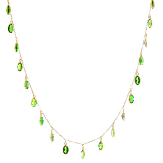 Diopside Stone and Yellow Gold Necklace