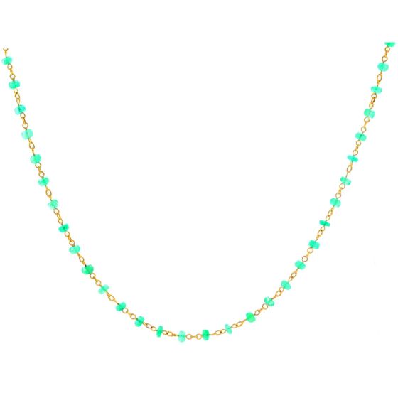 Uncut Emerald and Yellow Gold Necklace