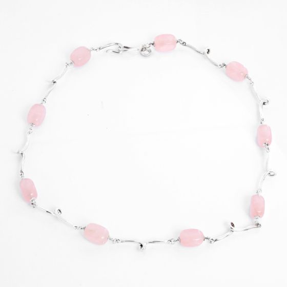 Tiffany & Co. Sterling Silver Rose Quartz Twirl Link Necklace
