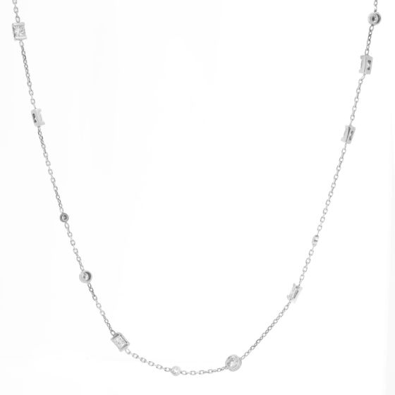 14K White Gold Diamond by the Yard Necklace